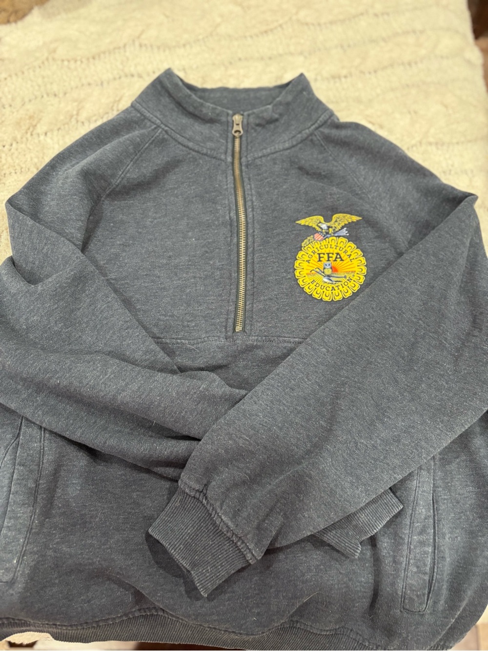 Women's Gray Half-Zip Pullover Jacket with Yellow FFA Crest